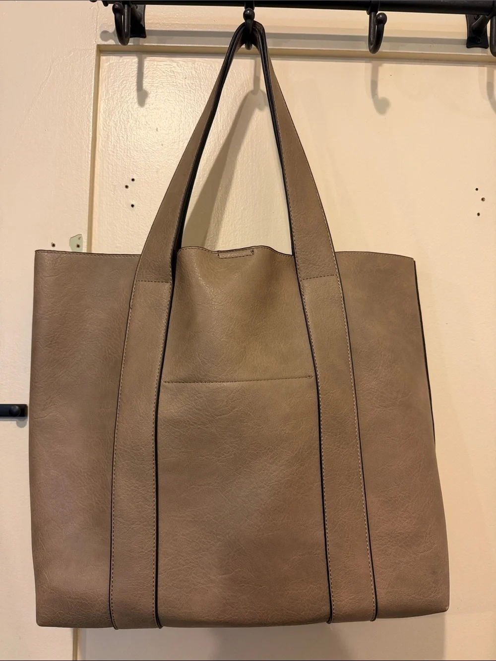 Sole Society Taupe Faux-Leather Tote